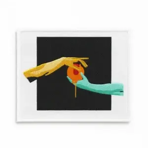 Contemporary Art Embroidered Patch – “Hand-Off Orange”